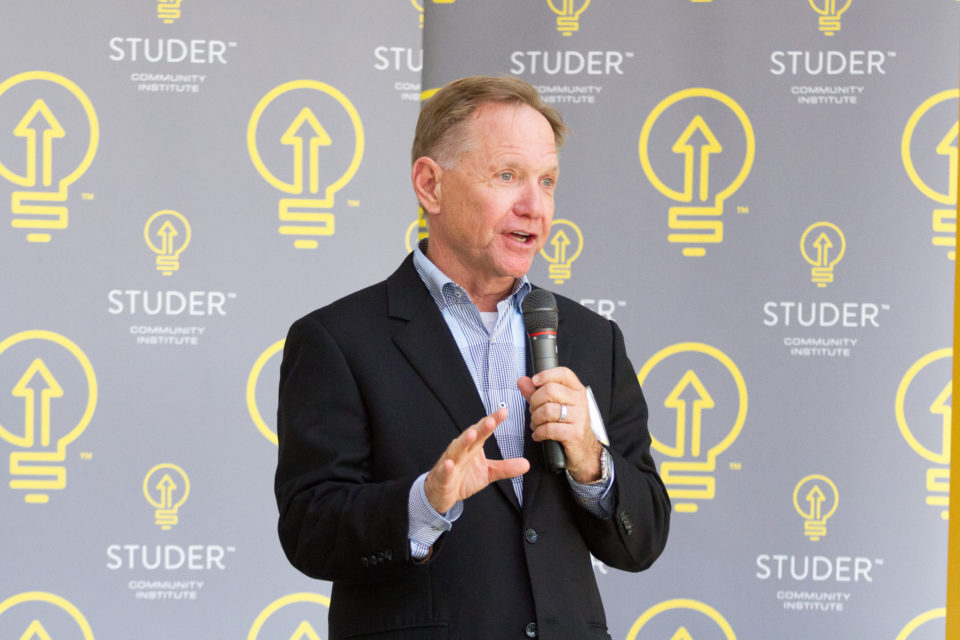 Quint Studer at the public input sessions for the future Studer Community Institute building. 