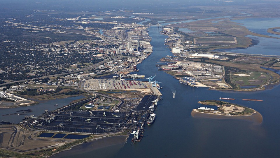 This aerial photo shows the Port of Mobile. The city has had success in attracting large manufacturers.