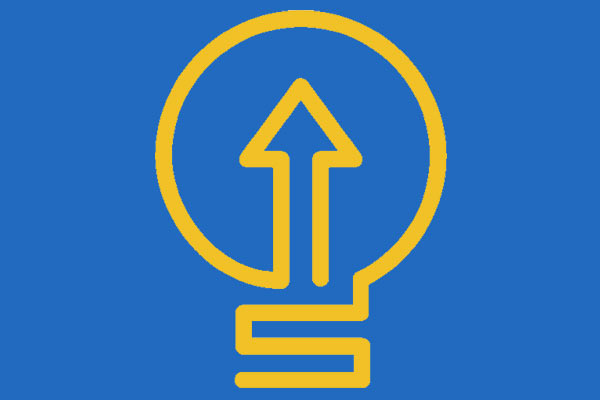 Studer Institute lightbulb logo blue background